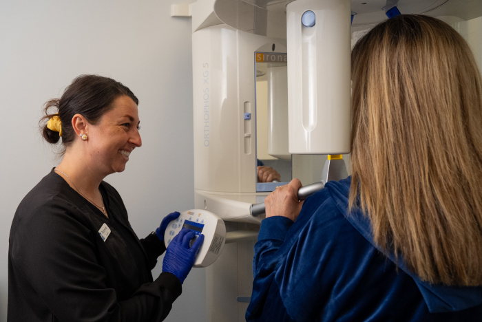 dental patient getting digital X-rays at Almoney Dental Group in Dayton, OH