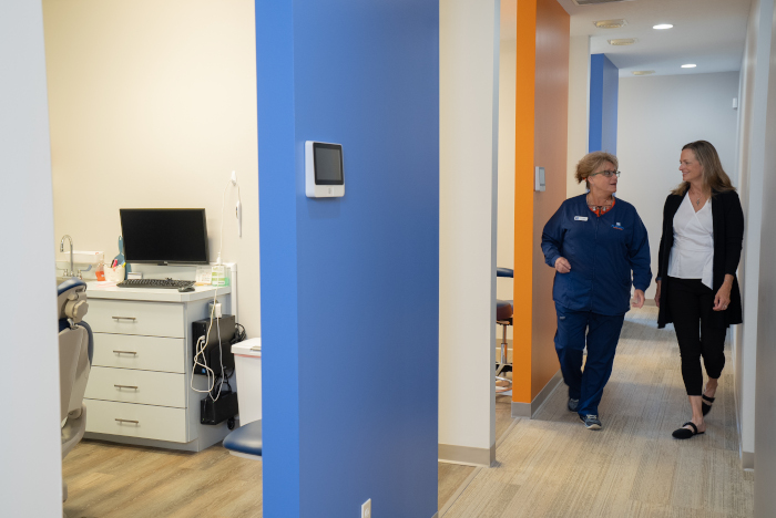 Dental patient with a hygienist at Almoney Dental Group in Dayton OH